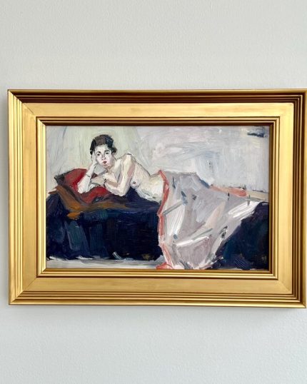 Vintage Oil Painting Portrait Reclining Female Nude 1